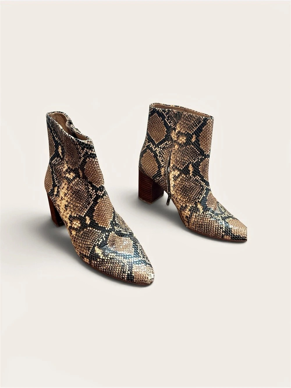Madewell Python-Print Heeled Ankle Boots US 7.5